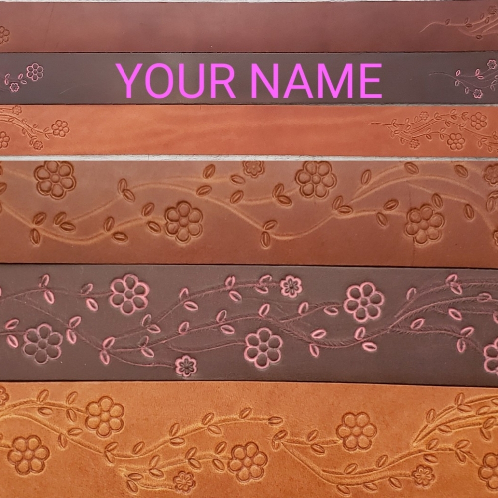 Leather Floral Vines Belt Custom